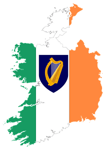 Republic of Ireland Map Flag with Coat of Arms