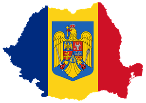 Romania Map Flag with Coat of Arms