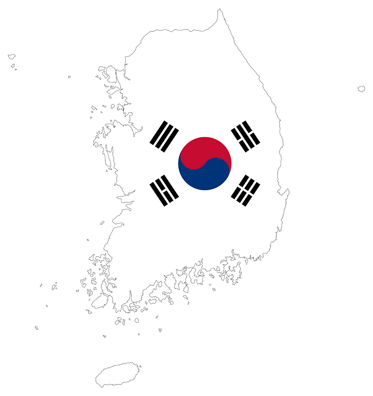 South Korea Map Flag with Stroke - Free vector clipart images on ...