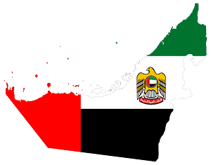 United Arab Emirates Map Flag with Stroke with Emblem