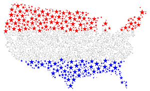 United States Map Flag Stars with Strokes