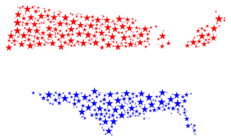 United States Map Flag Stars