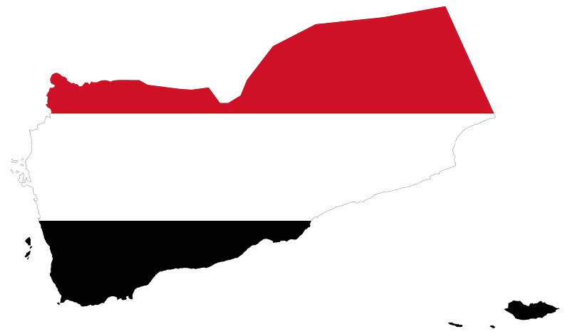 Yemen Map Flag with Stroke