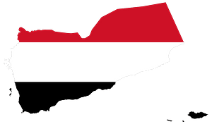 Yemen Map Flag with Stroke