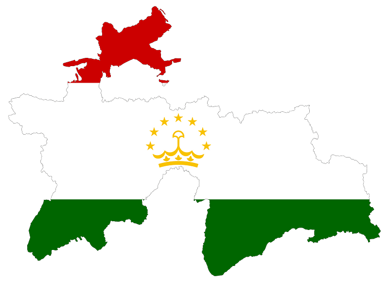 Tajikistan Map Flag with Stroke