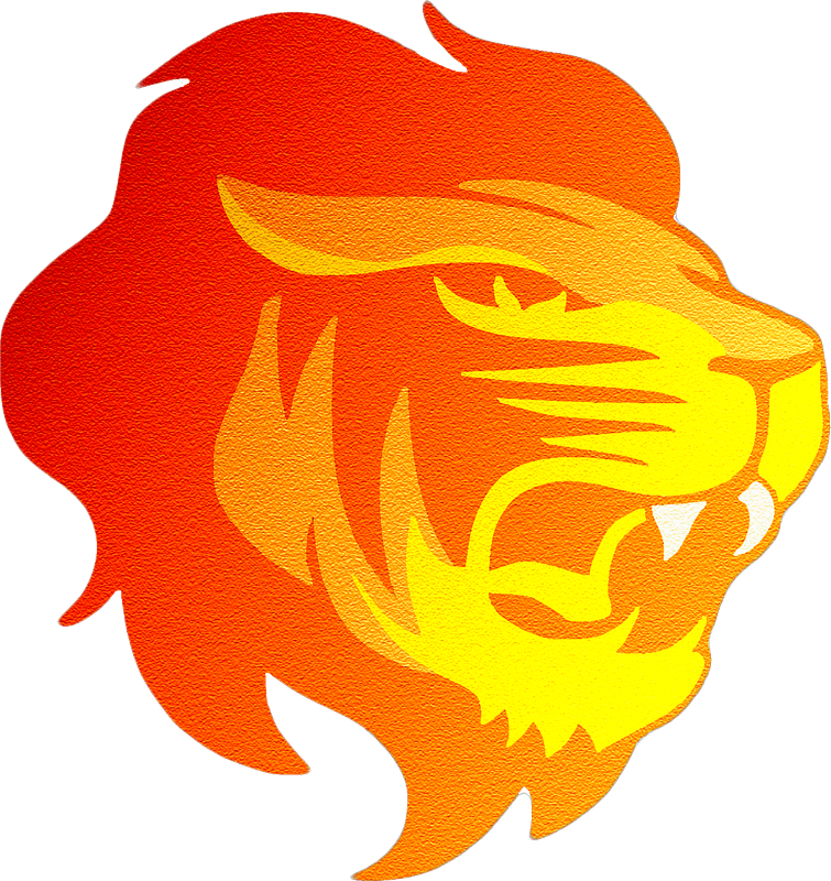 Growling lion face