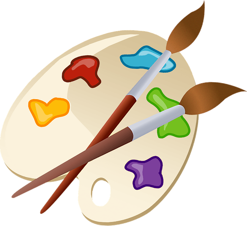 Palette and paintbrushes