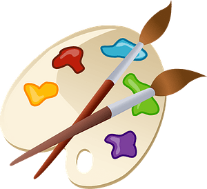 Palette and paintbrushes