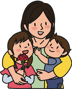 Mother holding children