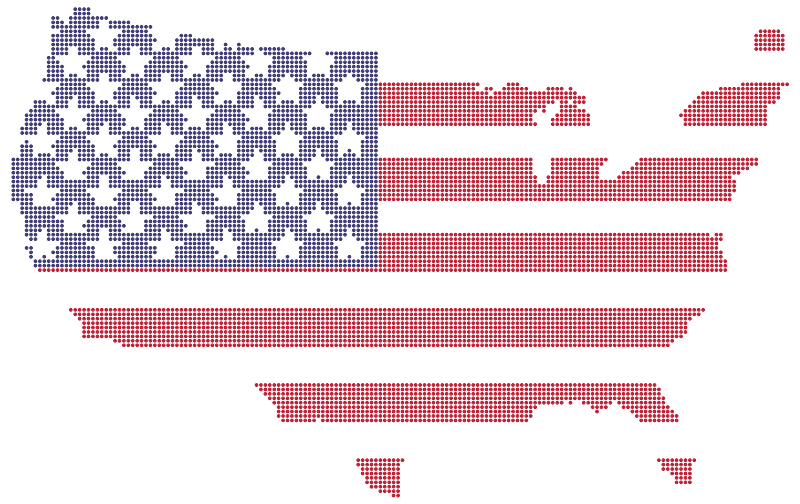 America Flag Map Dots
