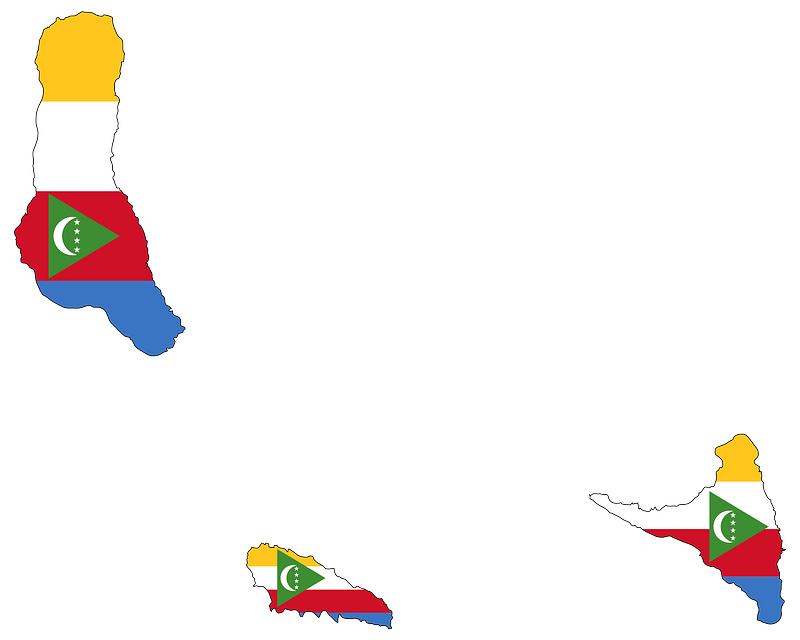 Comoros Flag Map with Stroke