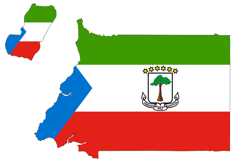 Equatorial Guinea Flag Map with Stroke