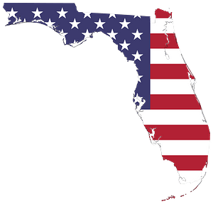 Florida America Flag Map with Stroke