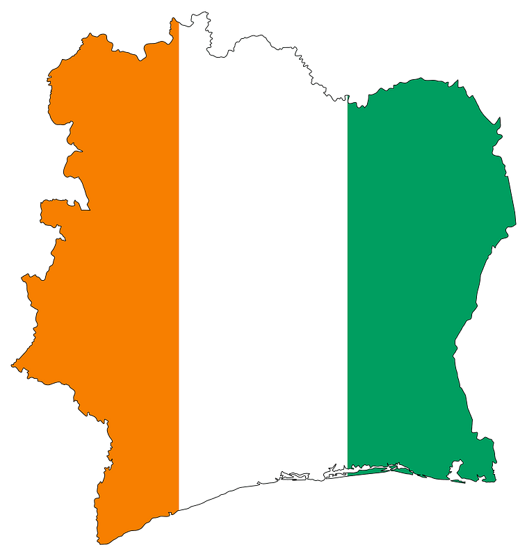 Ivory Coast Flag Map with Stroke