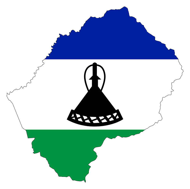 Lesotho Flag Map with Stroke