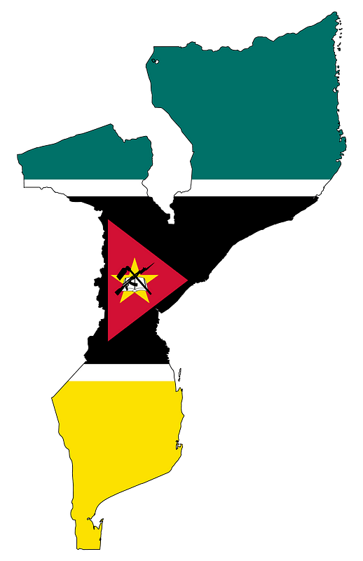 Mozambique Flag Map with Stroke