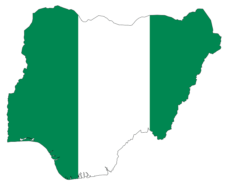 Nigeria Flag Map with Stroke