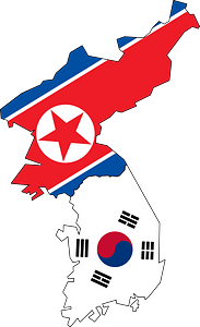 North & South Korea Flag Map (No Jeju)