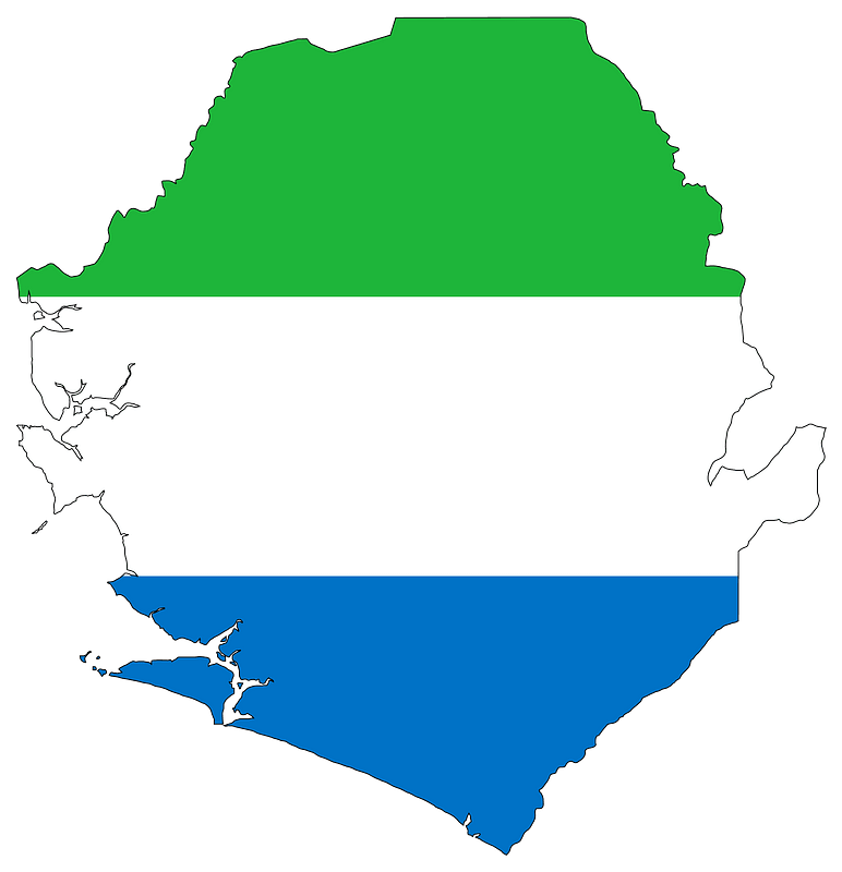 Sierra Leone Flag Map with Stroke