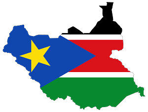 South Sudan Flag Map with Stroke