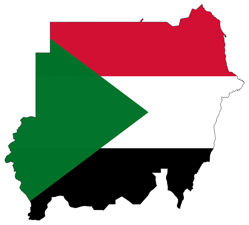 Sudan Flag Map with Stroke