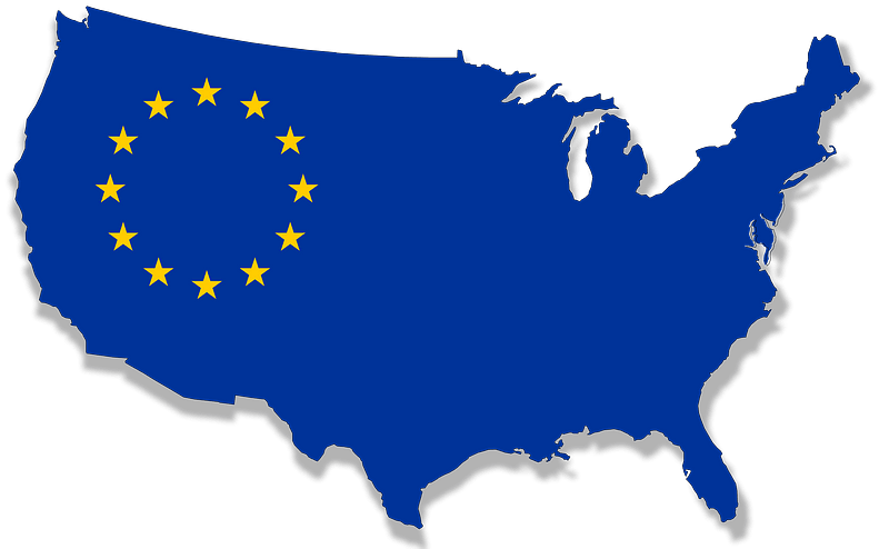 Us Europe Flag Map.
