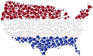United States Flag Map Circles Enhanced