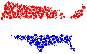 United States Flag Map Circles