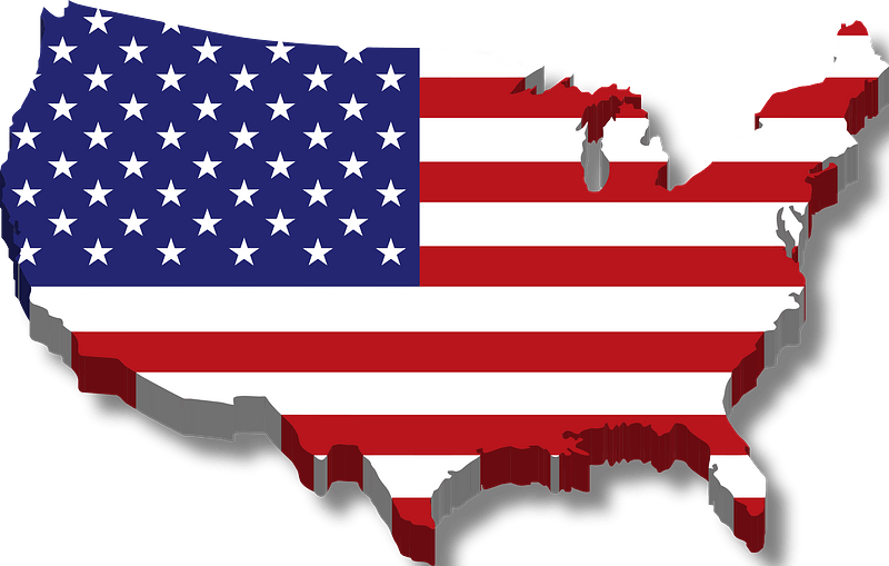 America Flag Map 3d Drop Shadow