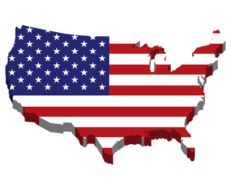 America Flag Map 3d