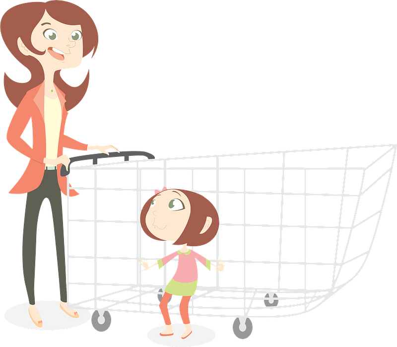 Mom shopping with daughter