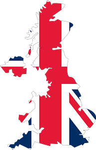 United Kingdom Map with Flag