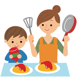 Cooking with mother