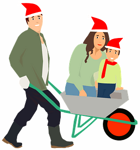 Family in Santa hats