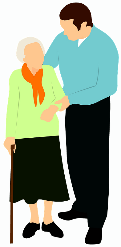 Old woman and young man