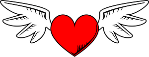 Red heart with wings