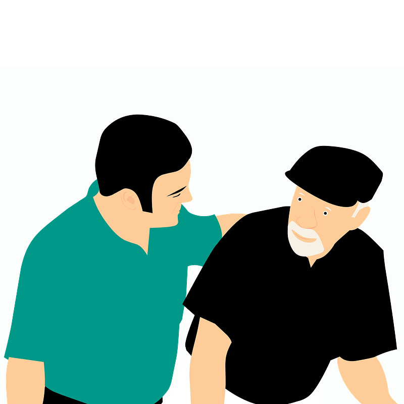 Young man and old man