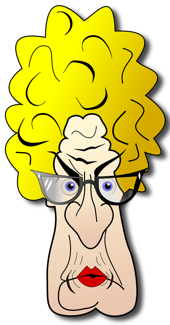 Old angry woman face