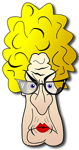 Old angry woman face