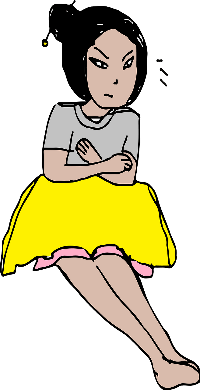 Angry cartoon girl