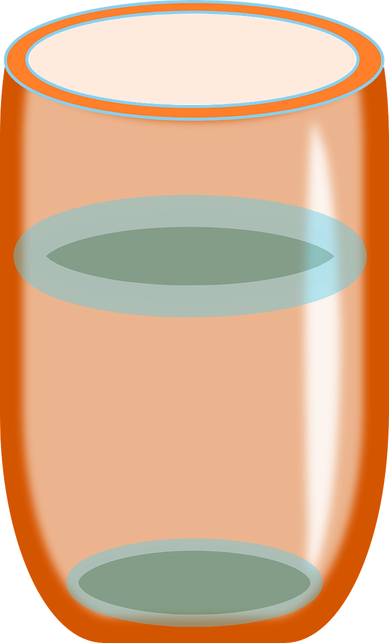 Orange glass beaker