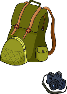 Backpack and camera