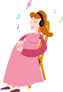 Pregnant woman listenin to music