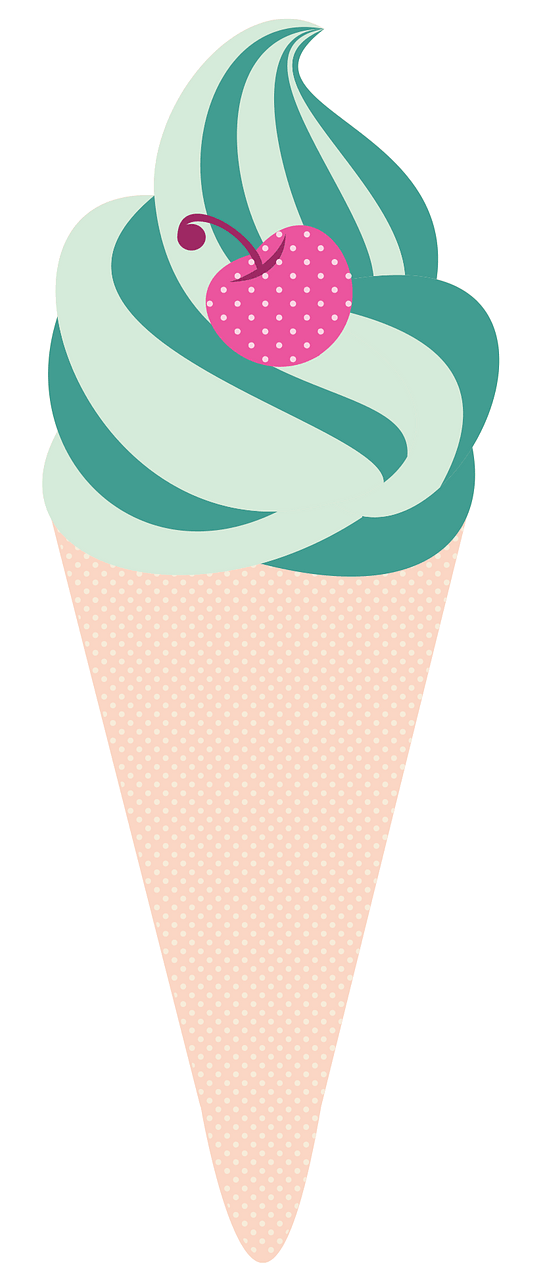 Ice cream cone with cherry