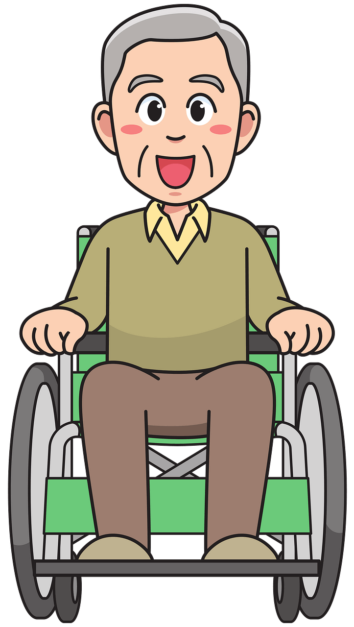 Grandfather on a wheelchair