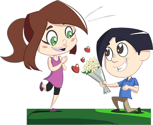 Cartoon couple on a date