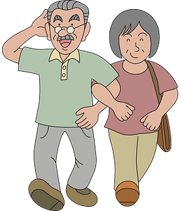 Senior couple walking
