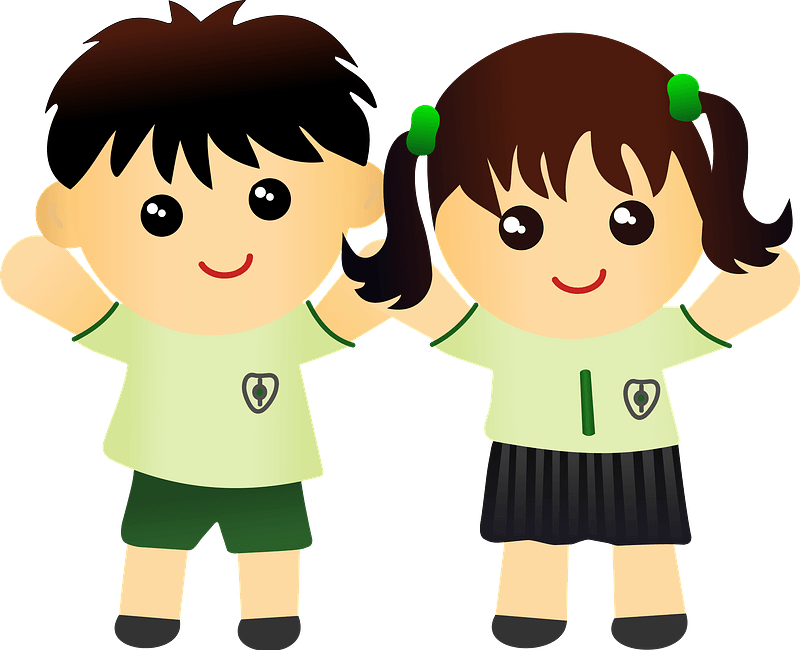 Boy and girl in school uniform