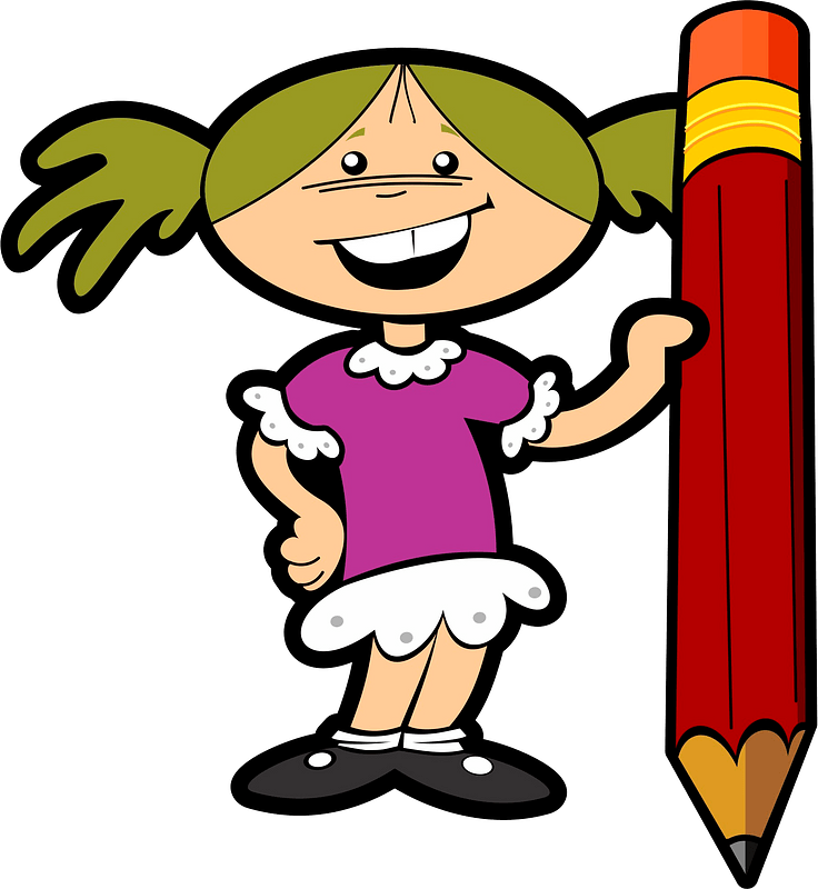 Schoolgirl with pencil