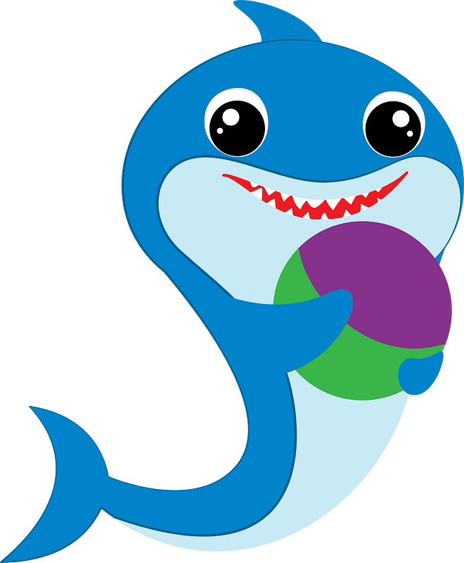 Baby shark with beach ball Free vector clipart images on creazilla